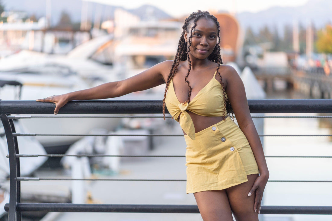 Crop Top and  Skirt Set Lemon - Rutzela Luxuries