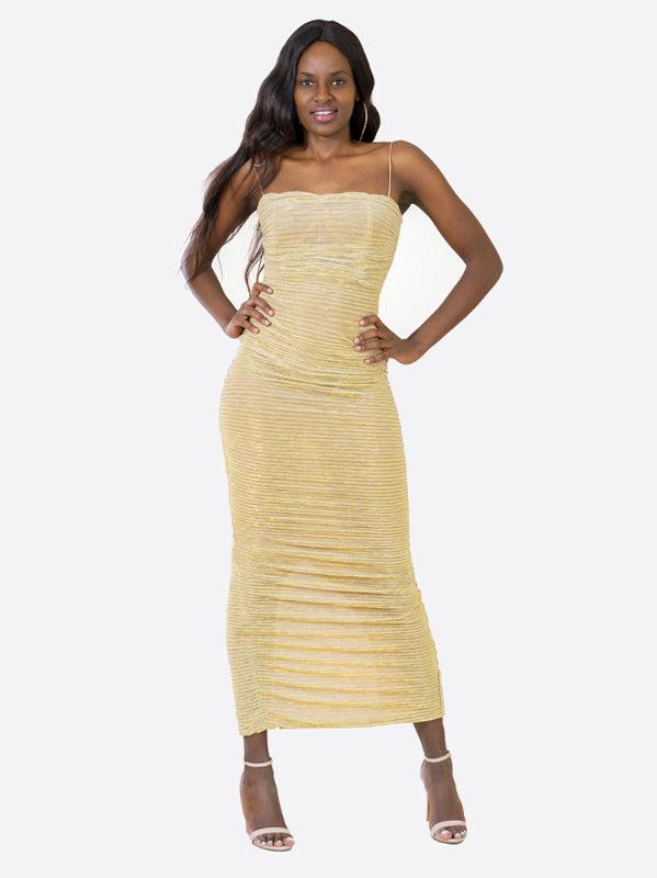 Gold Long Dress for Her - Rutzela Luxuries