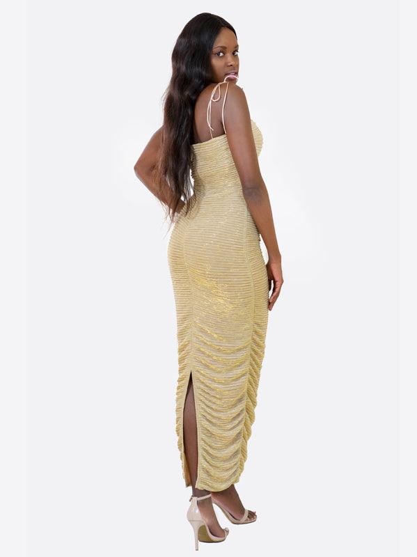 Gold Long Dress for Her - Rutzela Luxuries