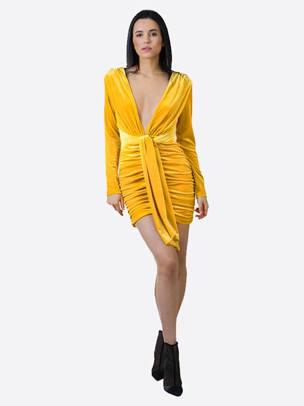 Deep V Mini Dress - Rutzela Luxuries