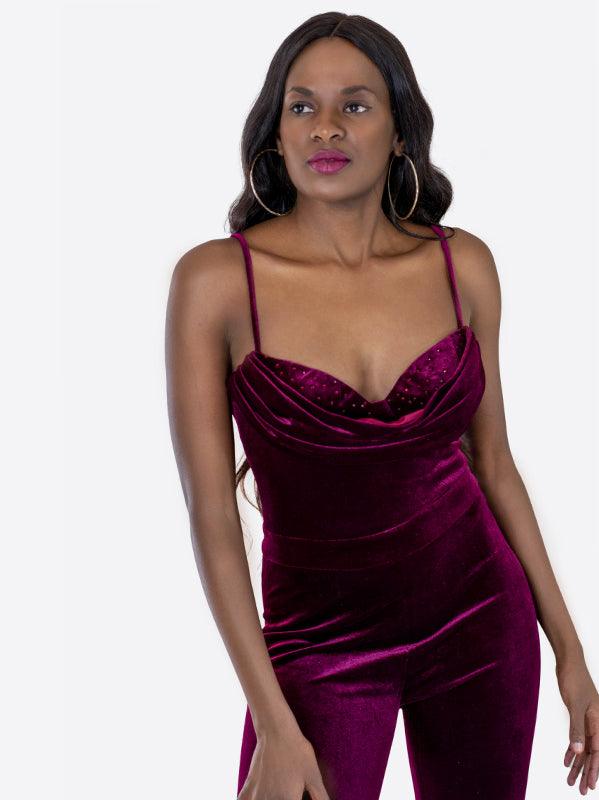 Aiya Velvet Jumpsuit - Rutzela Luxuries
